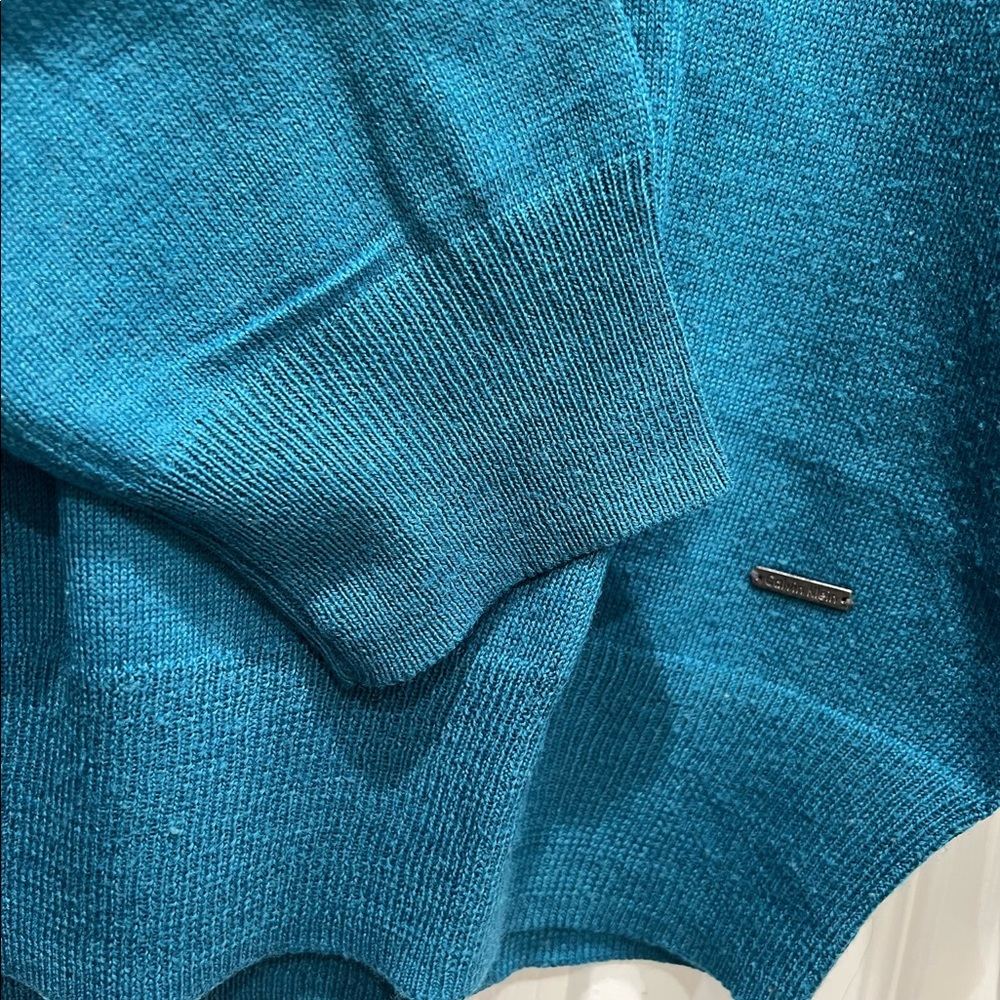 Calvin Klein V-Neck Teal Color Sweater, Medium - Picture 3 of 14